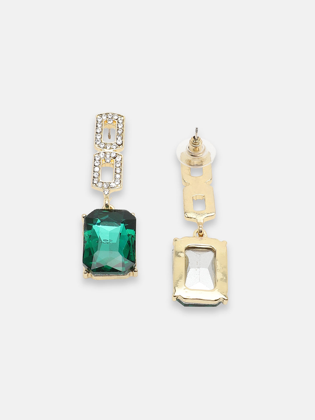 GOLD PLATED PARTY DESIGNER STONE DROP EARRING FOR WOMEN