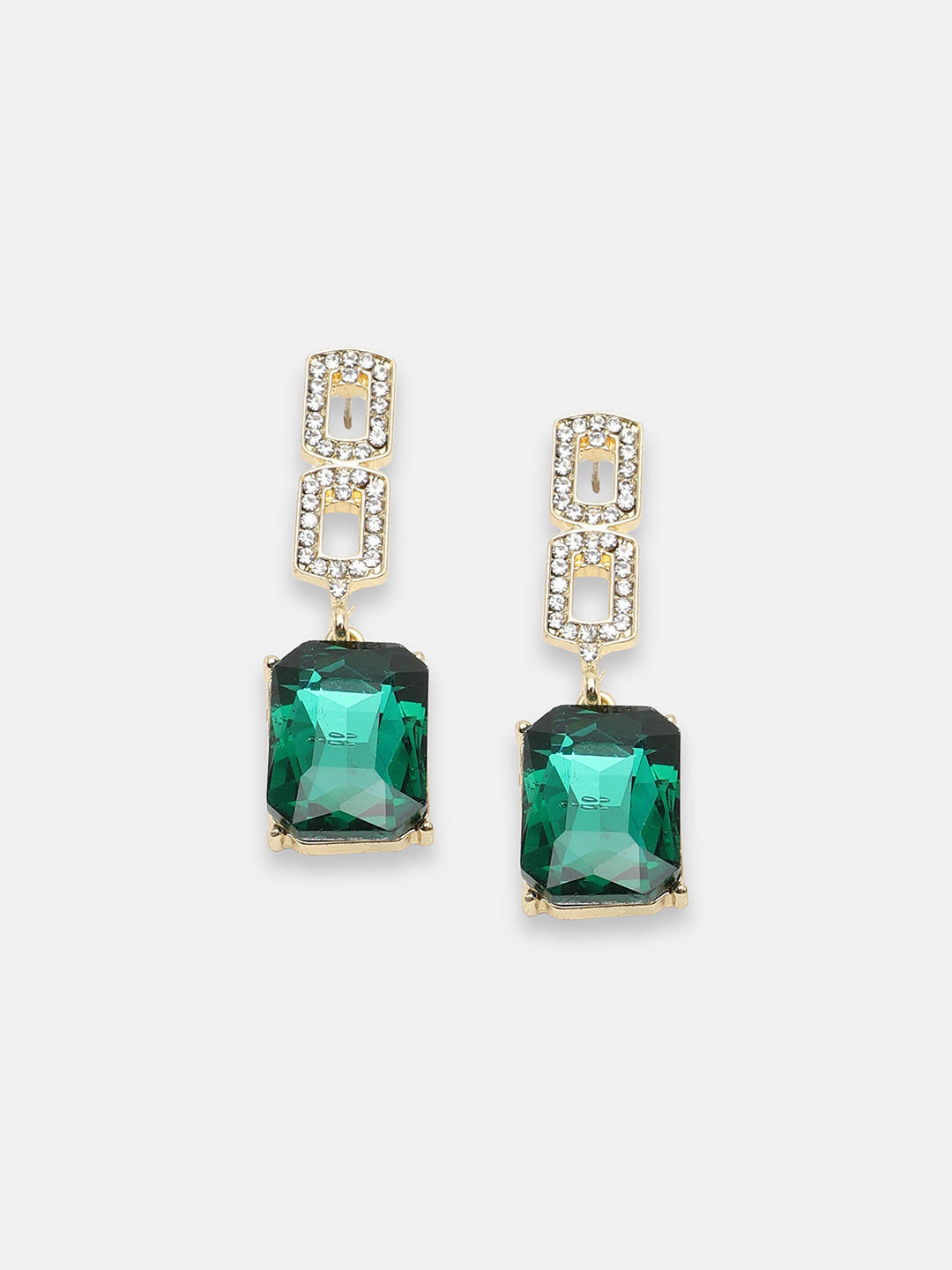 GOLD PLATED PARTY DESIGNER STONE DROP EARRING FOR WOMEN