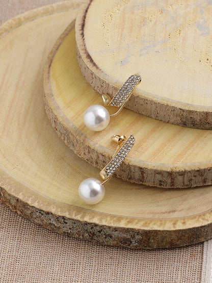 GOLD PLATED PARTY DESIGNER STONE DROP EARRING FOR WOMEN