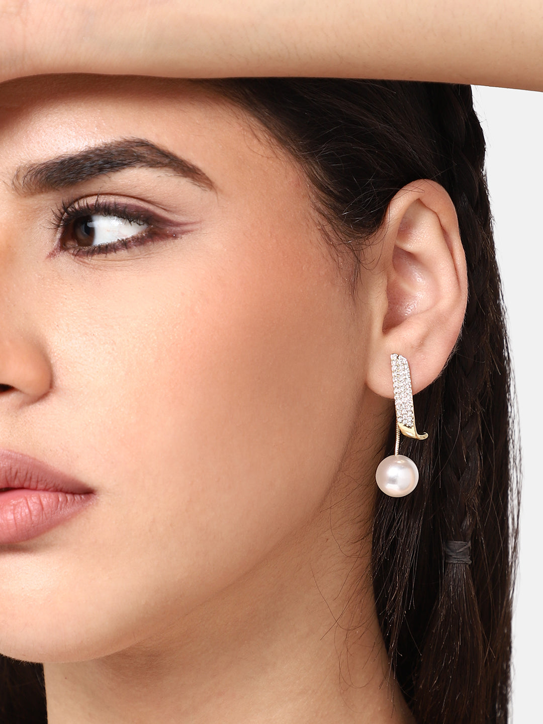 GOLD PLATED PARTY DESIGNER STONE DROP EARRING FOR WOMEN