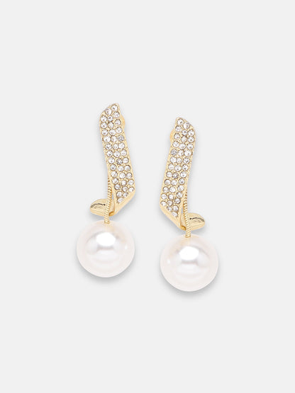 GOLD PLATED PARTY DESIGNER STONE DROP EARRING FOR WOMEN