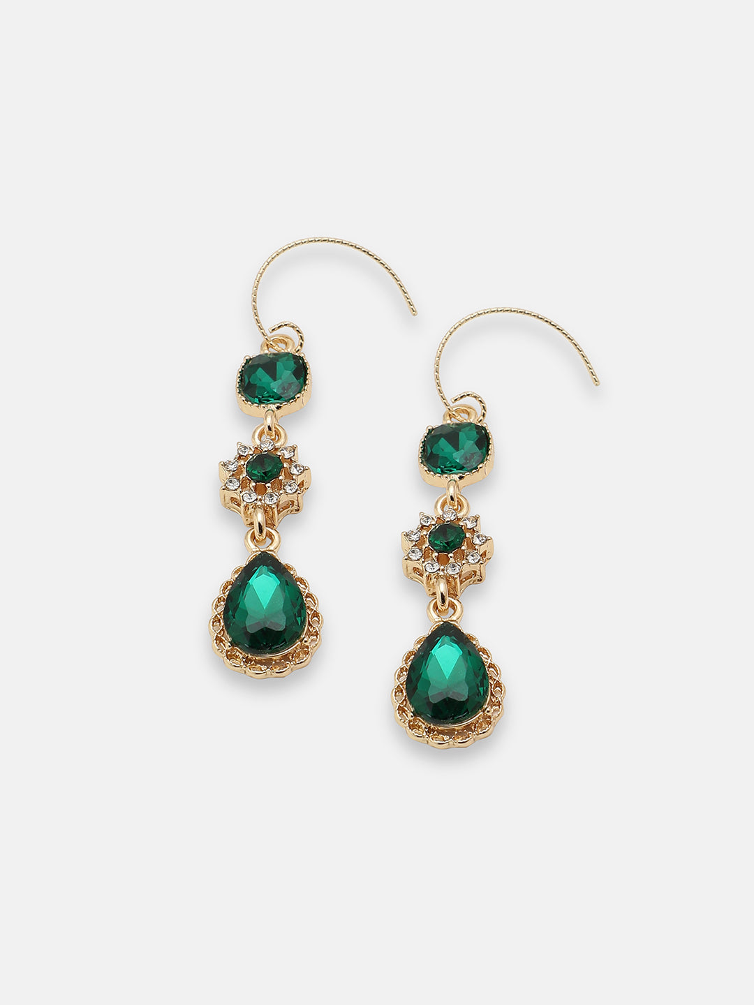 GOLD PLATED PARTY DESIGNER STONE DROP EARRING FOR WOMEN