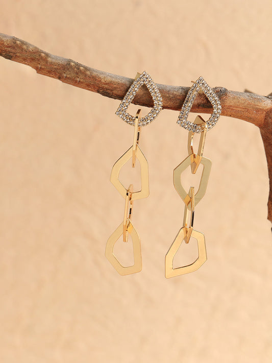 GOLD PLATED PARTY DESIGNER STONE DROP EARRING FOR WOMEN