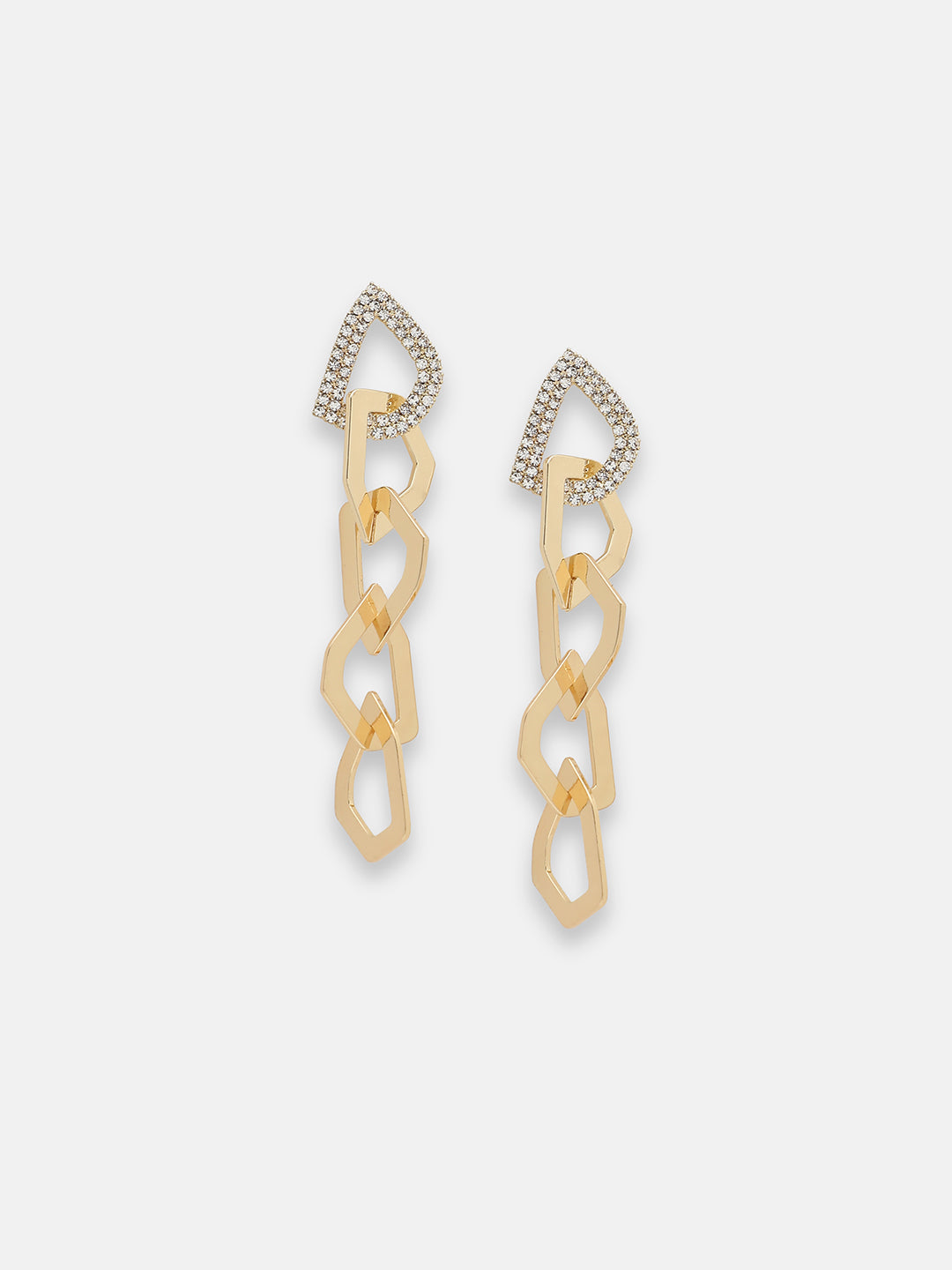 GOLD PLATED PARTY DESIGNER STONE DROP EARRING FOR WOMEN