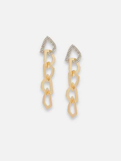 GOLD PLATED PARTY DESIGNER STONE DROP EARRING FOR WOMEN