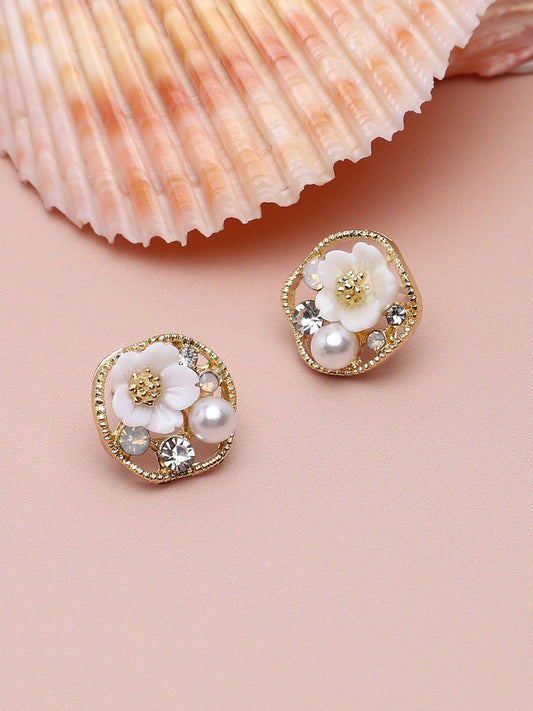 GOLD PLATED PARTY DESIGNER STONE STUD FOR WOMEN