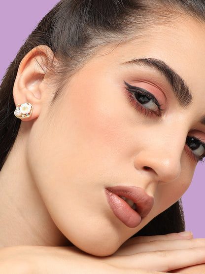 GOLD PLATED PARTY DESIGNER STONE STUD FOR WOMEN