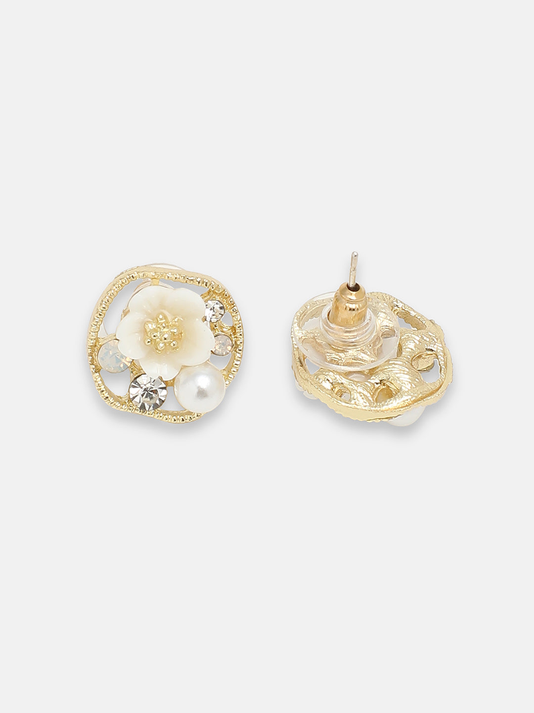 GOLD PLATED PARTY DESIGNER STONE STUD FOR WOMEN