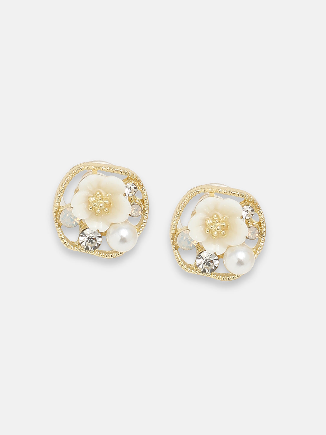 GOLD PLATED PARTY DESIGNER STONE STUD FOR WOMEN