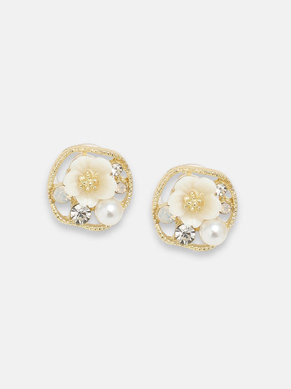 GOLD PLATED PARTY DESIGNER STONE STUD FOR WOMEN