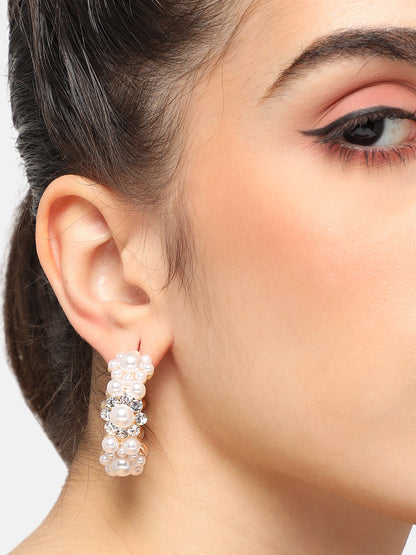 GOLD PLATED PARTY PEARLS DROP EARRING FOR WOMEN