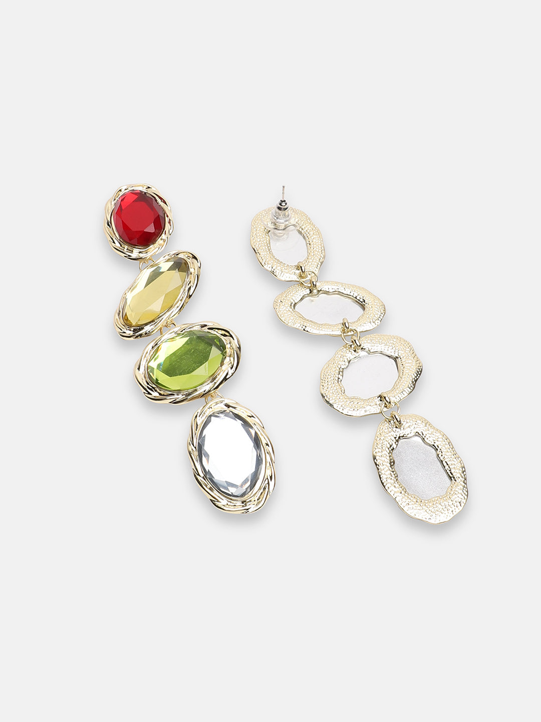 GOLD PLATED PARTY DESIGNER STONE DROP EARRING FOR WOMEN