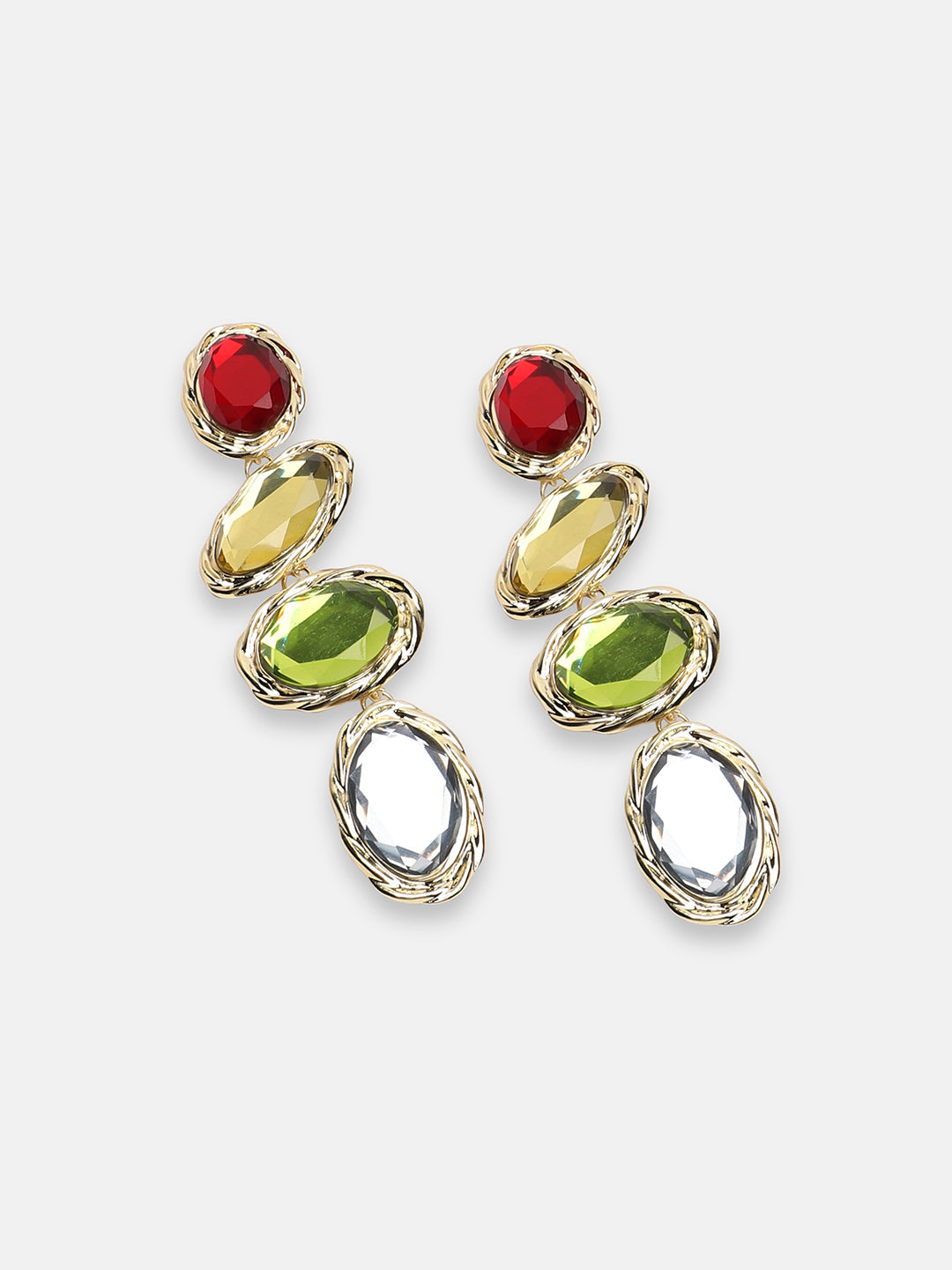 GOLD PLATED PARTY DESIGNER STONE DROP EARRING FOR WOMEN