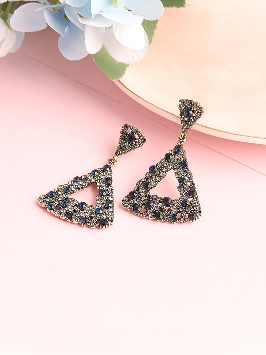 GOLD PLATED PARTY DESIGNER STONE DROP EARRING FOR WOMEN