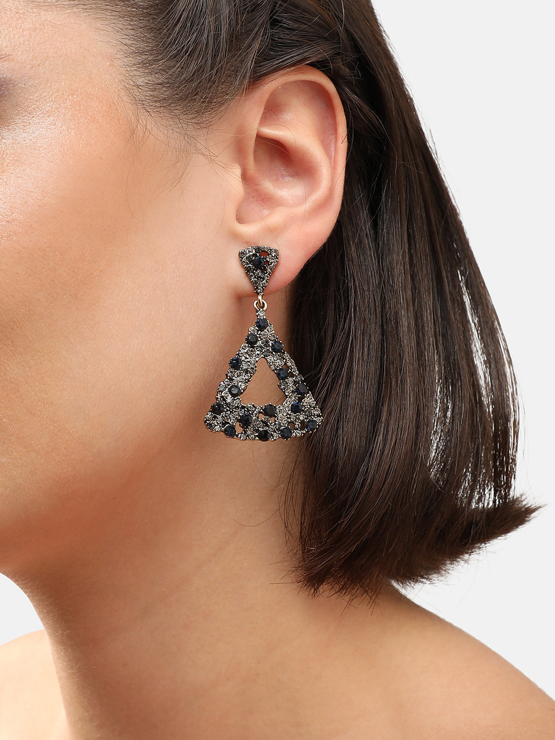 GOLD PLATED PARTY DESIGNER STONE DROP EARRING FOR WOMEN