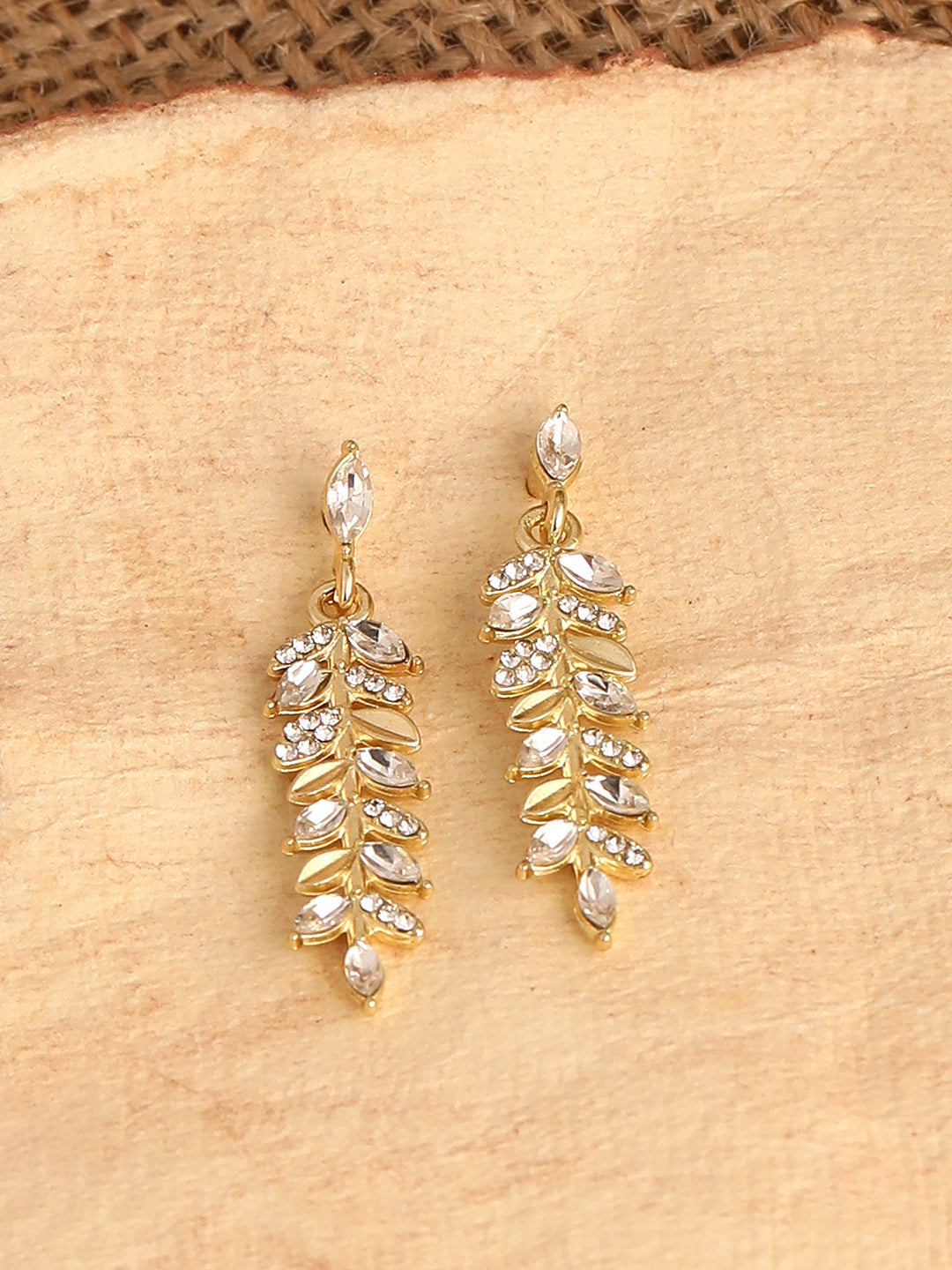 GOLD PLATED PARTY DESIGNER STONE DROP EARRING FOR WOMEN
