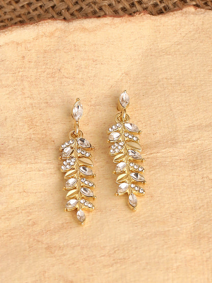 GOLD PLATED PARTY DESIGNER STONE DROP EARRING FOR WOMEN