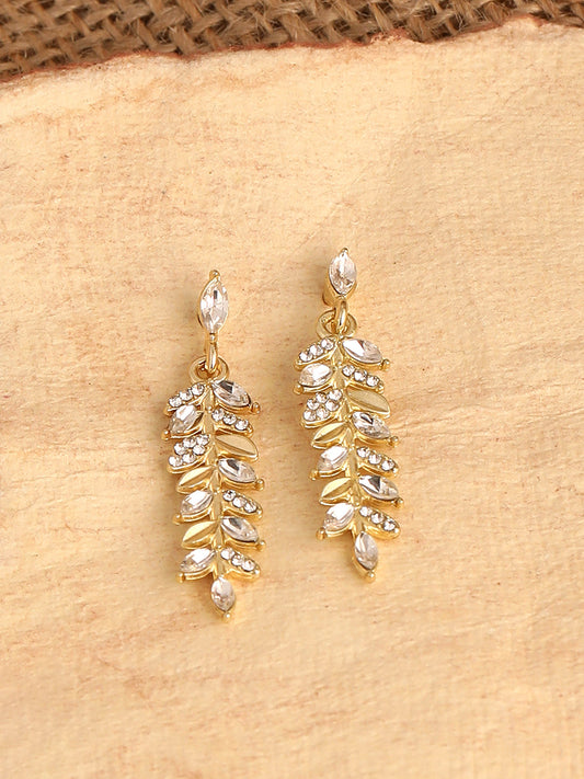 GOLD PLATED PARTY DESIGNER STONE DROP EARRING FOR WOMEN