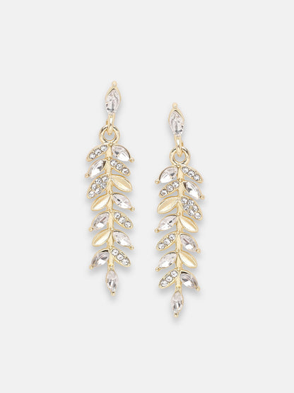 GOLD PLATED PARTY DESIGNER STONE DROP EARRING FOR WOMEN