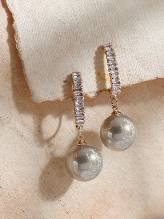 GOLD PLATED PARTY PEARLS DROP EARRING FOR WOMEN