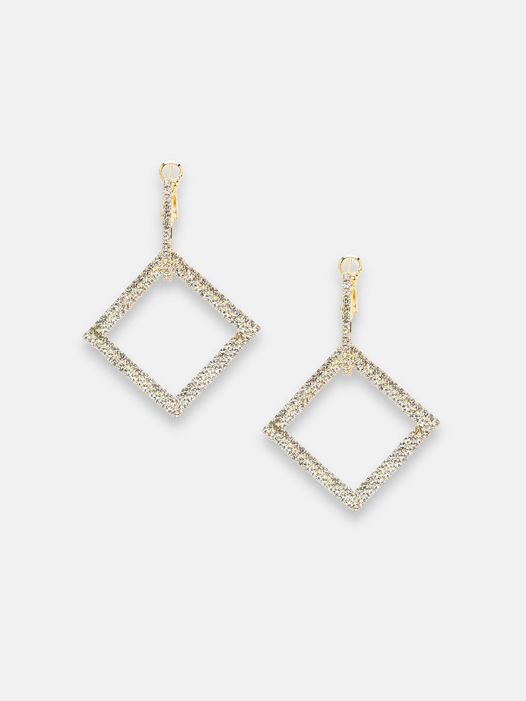 GOLD PLATED PARTY DESIGNER STONE DROP EARRING FOR WOMEN