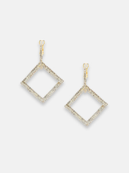 GOLD PLATED PARTY DESIGNER STONE DROP EARRING FOR WOMEN