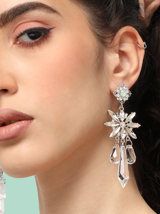 GOLD PLATED PARTY DESIGNER STONE DROP EARRING FOR WOMEN