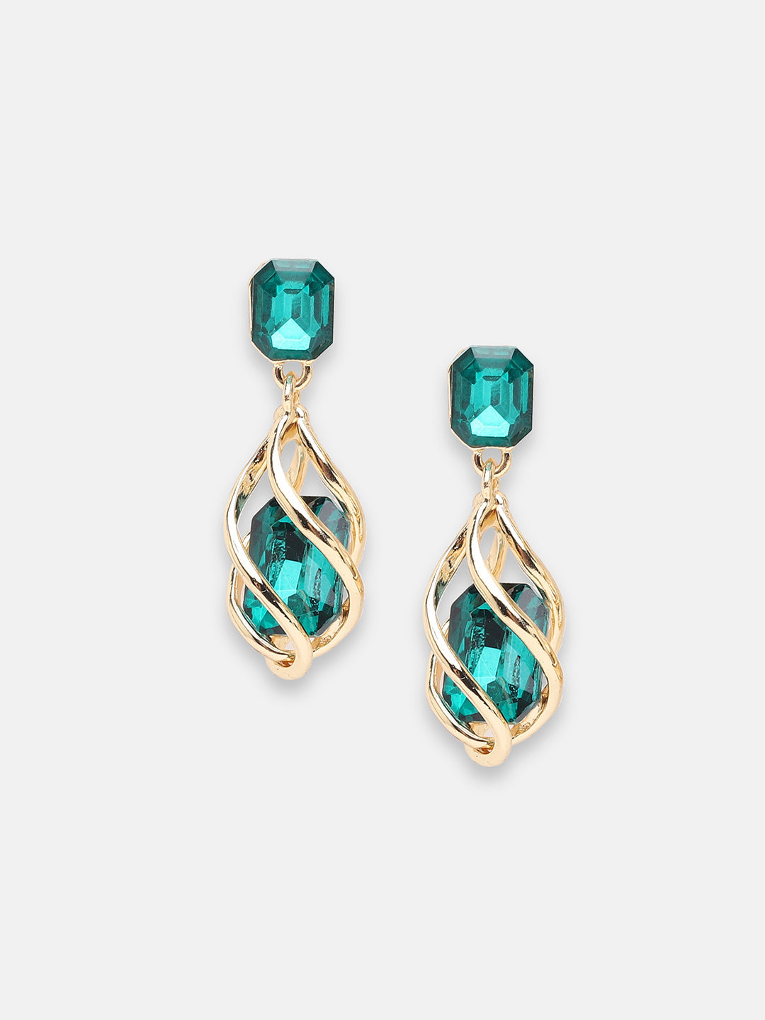 GOLD PLATED PARTY DESIGNER STONE DROP EARRING FOR WOMEN