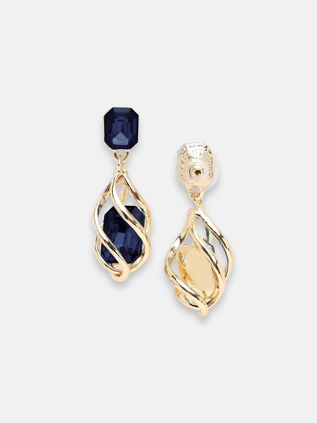 GOLD PLATED PARTY DESIGNER STONE DROP EARRING FOR WOMEN