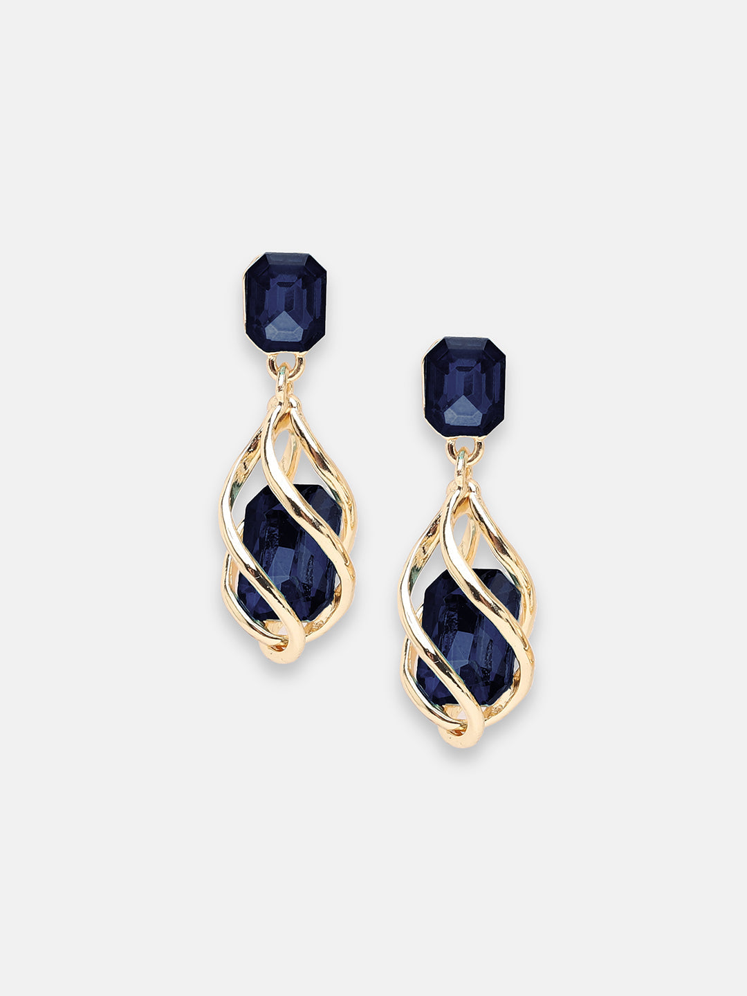 GOLD PLATED PARTY DESIGNER STONE DROP EARRING FOR WOMEN