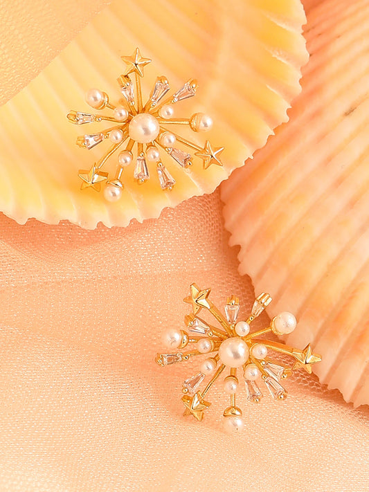 GOLD PLATED PARTY DESIGNER STONE DROP EARRING FOR WOMEN