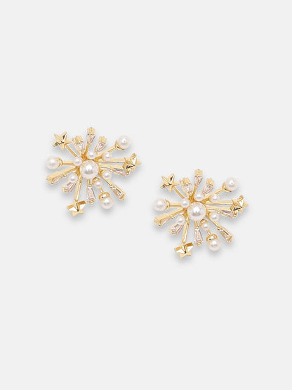 GOLD PLATED PARTY DESIGNER STONE DROP EARRING FOR WOMEN