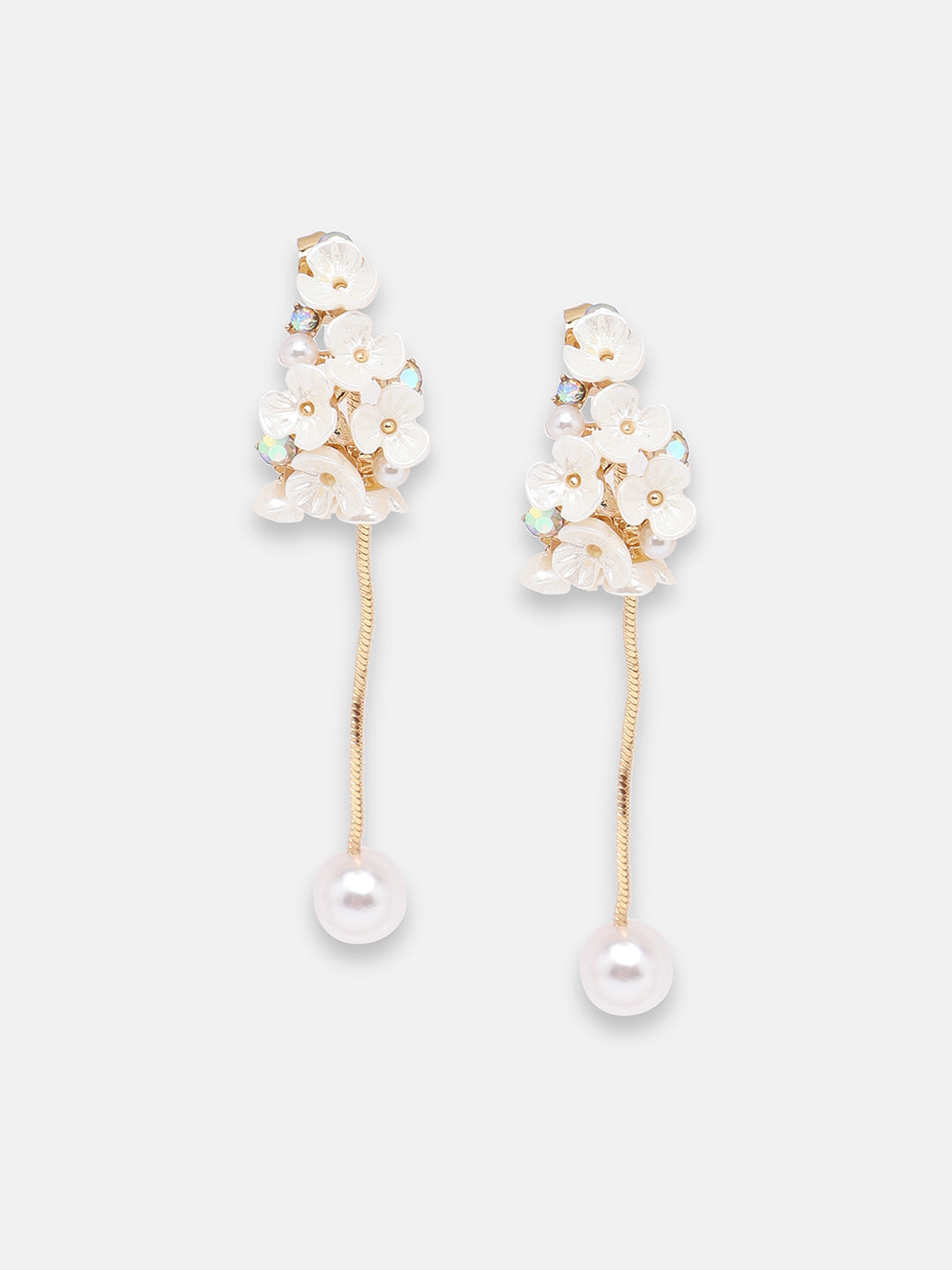 GOLD PLATED PARTY PEARLS DROP EARRING FOR WOMEN