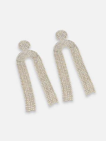 GOLD PLATED PARTY DESIGNER STONE DROP EARRING FOR WOMEN