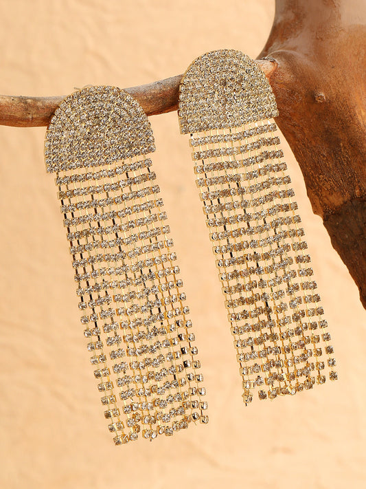 GOLD PLATED PARTY DESIGNER STONE DROP EARRING FOR WOMEN