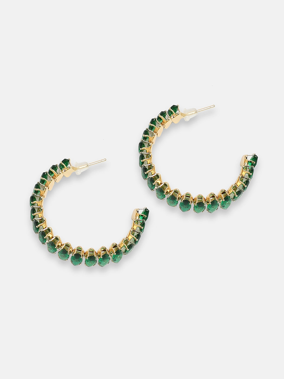 GOLD PLATED PARTY DESIGNER STONE HOOP EARRING FOR WOMEN