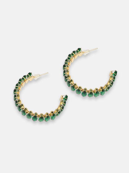 GOLD PLATED PARTY DESIGNER STONE HOOP EARRING FOR WOMEN