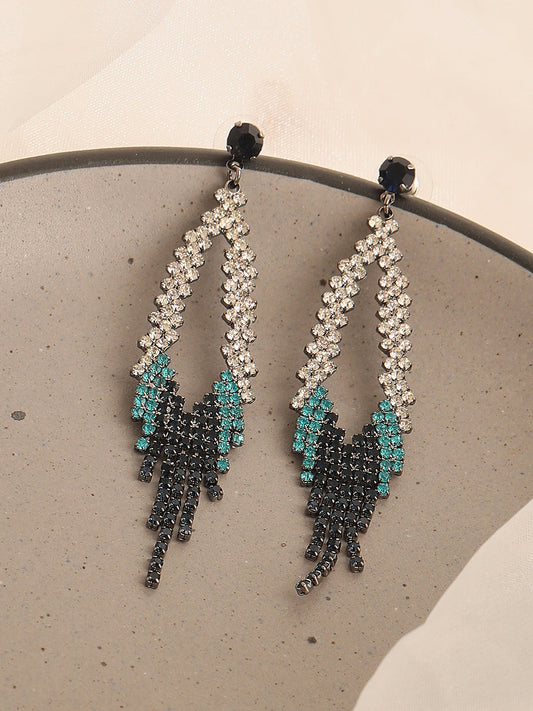 GOLD PLATED PARTY DESIGNER STONE DROP EARRING FOR WOMEN