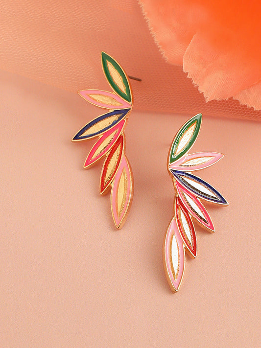 GOLD PLATED PARTY DESIGNER STONE DROP EARRING FOR WOMEN