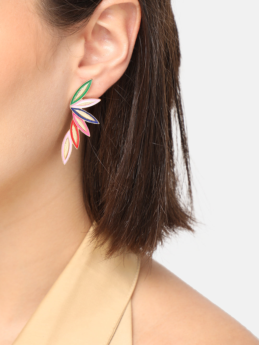 GOLD PLATED PARTY DESIGNER STONE DROP EARRING FOR WOMEN