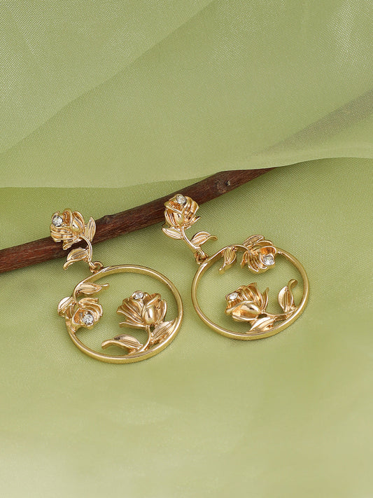 GOLD PLATED PARTY DESIGNER DROP EARRING FOR WOMEN