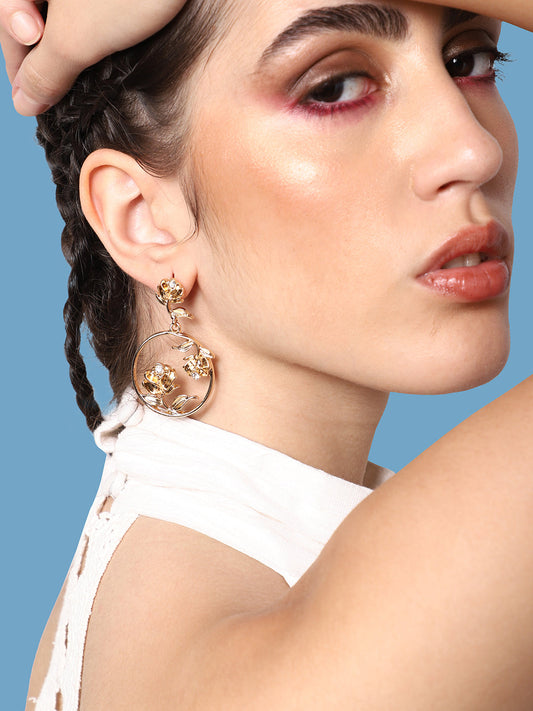 GOLD PLATED PARTY DESIGNER DROP EARRING FOR WOMEN