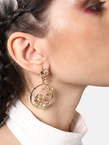 GOLD PLATED PARTY DESIGNER DROP EARRING FOR WOMEN