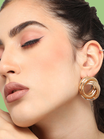 GOLD PLATED CASUAL DESIGNER STUD FOR WOMEN