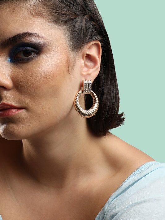 GOLD PLATED PARTY DESIGNER DROP EARRING FOR WOMEN