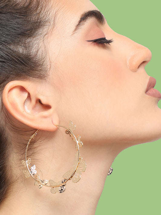GOLD PLATED PARTY DESIGNER HOOP EARRING FOR WOMEN