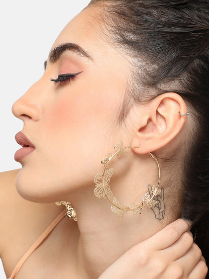GOLD PLATED PARTY DESIGNER HOOP EARRING FOR WOMEN