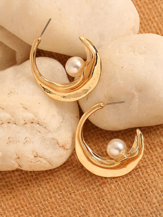 GOLD PLATED CASUAL PEARLS DROP EARRING FOR WOMEN