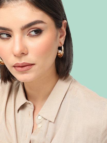 GOLD PLATED CASUAL PEARLS DROP EARRING FOR WOMEN