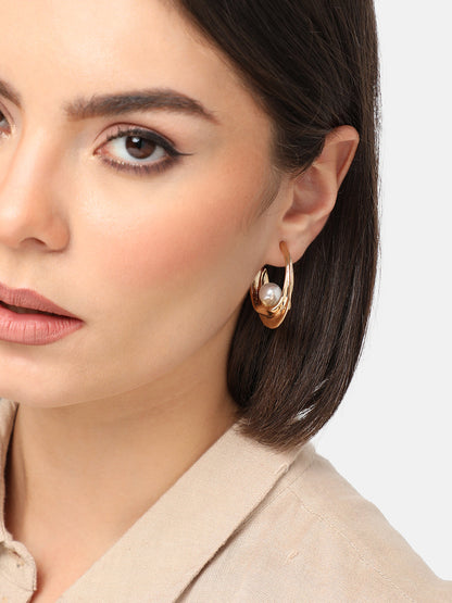 GOLD PLATED CASUAL PEARLS DROP EARRING FOR WOMEN